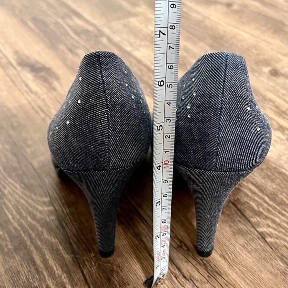 Denim Peep Toe Pump with Rhinestones - Picture 6 of 6